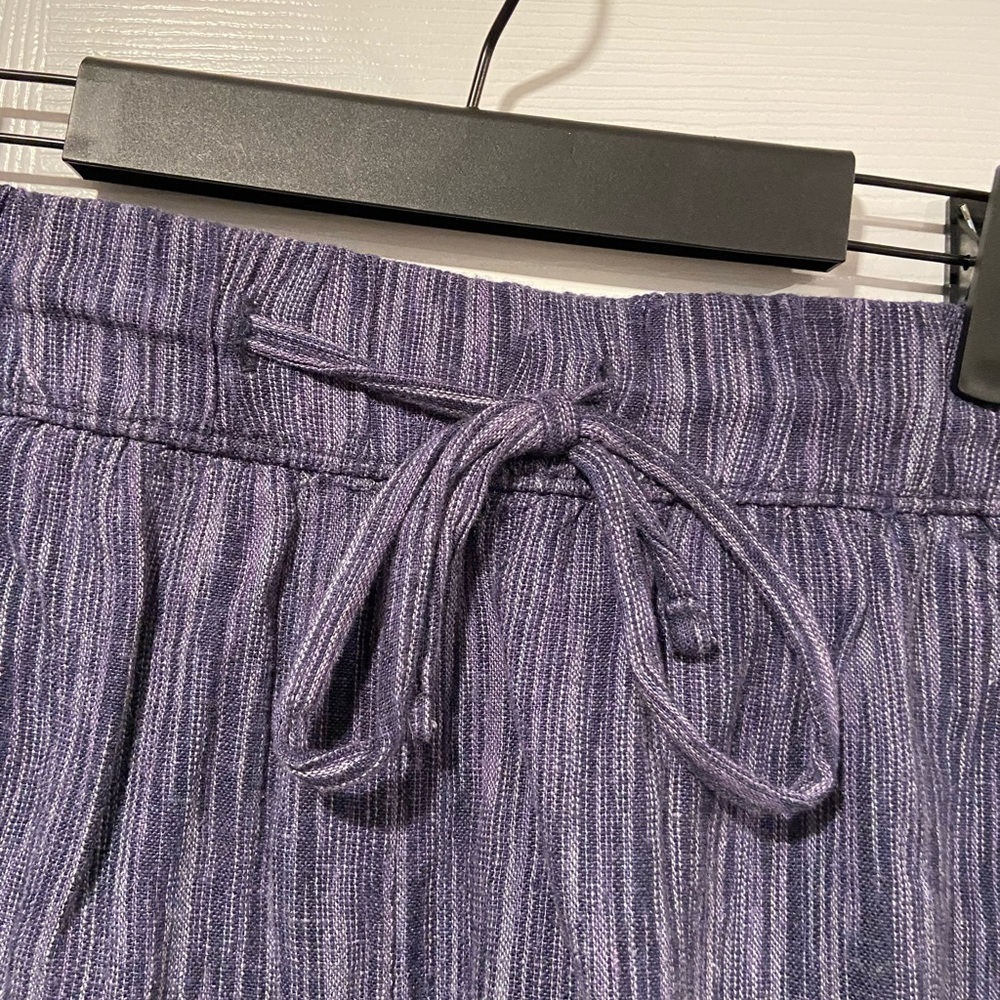 NWT Time & Tru Size S Blue Linen Blend Comfy Pull On Drawstring Shorts Pockets - Picture 2 of 16